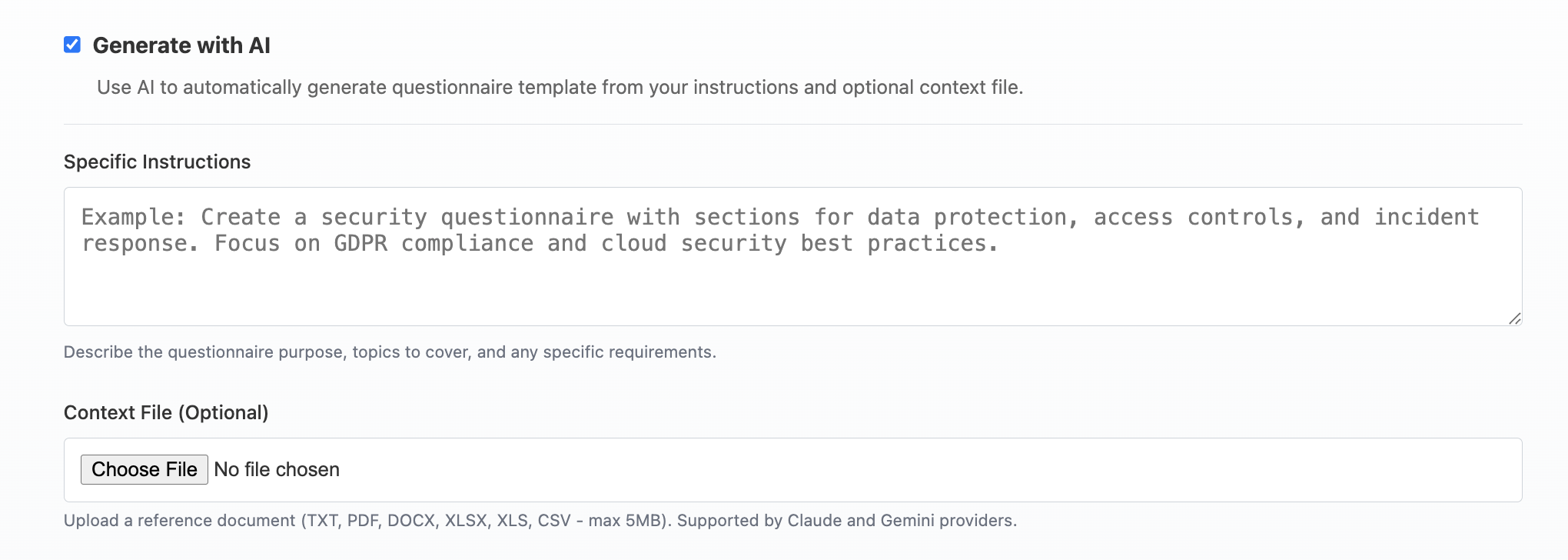 AI Questionnaire Generation